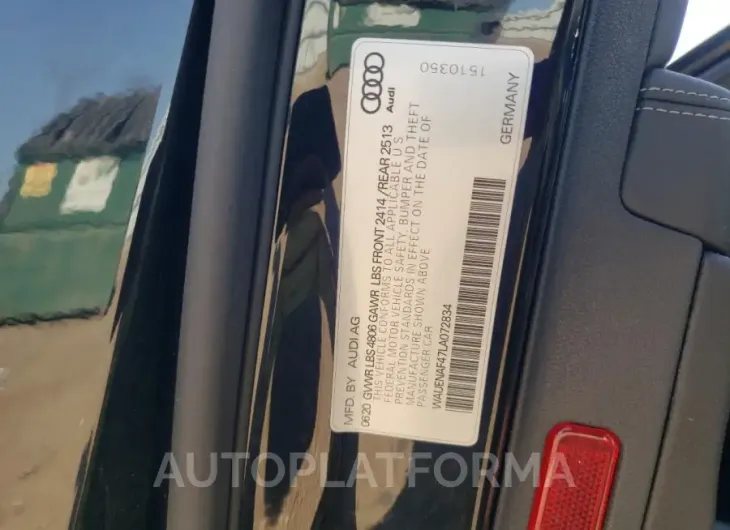 AUDI A4 PREMIUM 2020 vin WAUENAF47LA072834 from auto auction Copart