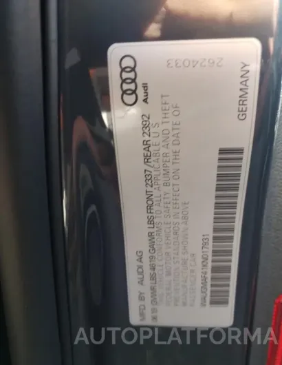 AUDI A4 PREMIUM 2019 vin WAUGMAF41KN017931 from auto auction Copart