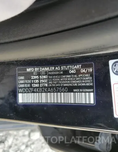 MERCEDES-BENZ E 300 4MAT 2019 vin WDDZF4KB2KA657560 from auto auction Copart