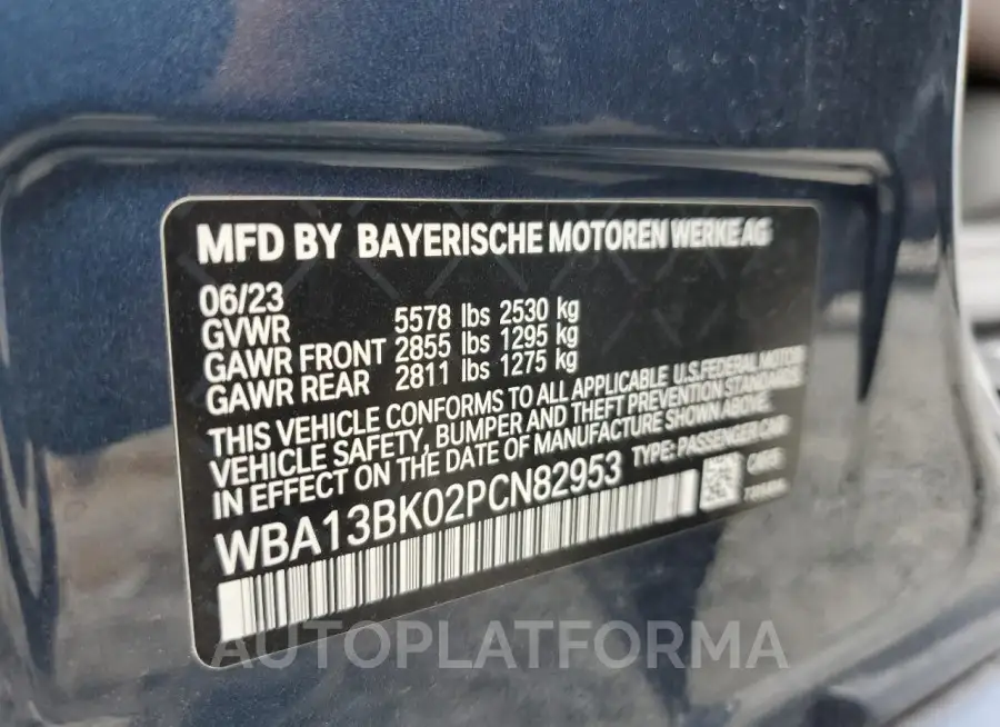 BMW M550XI 2023 vin WBA13BK02PCN82953 from auto auction Copart