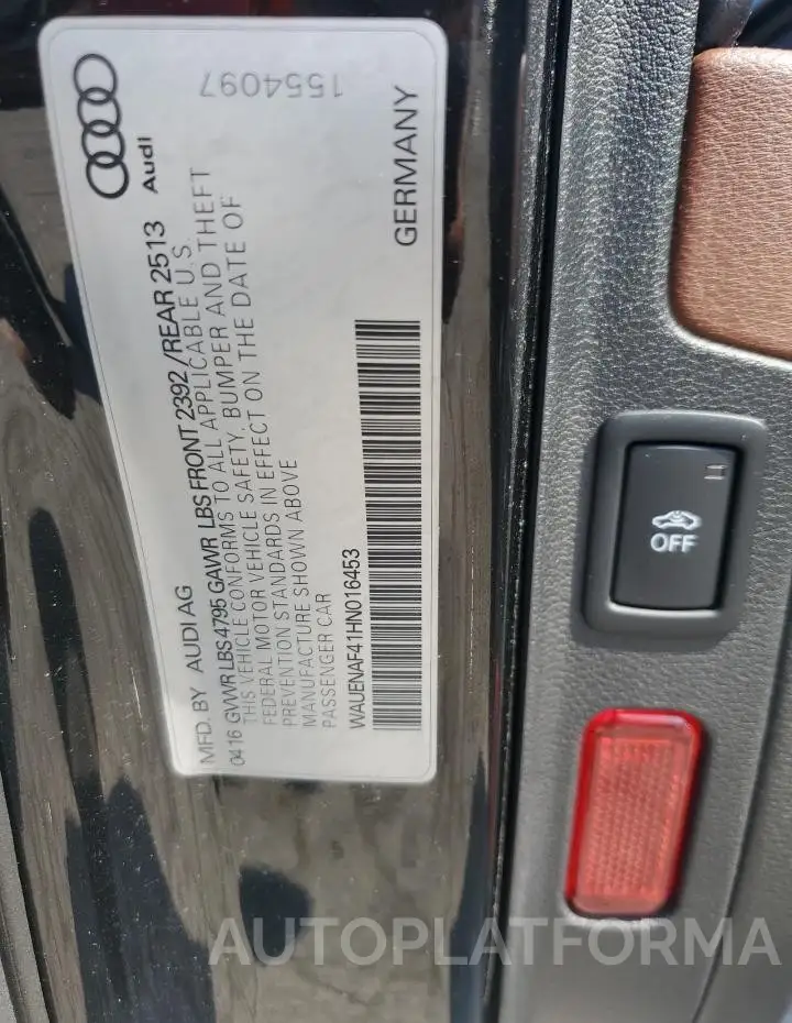 AUDI A4 PREMIUM 2017 vin WAUENAF41HN016453 from auto auction Copart