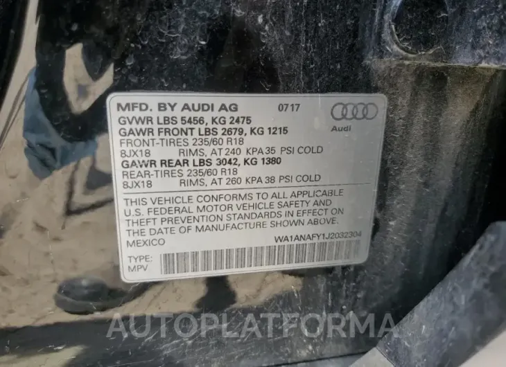 AUDI Q5 PREMIUM 2018 vin WA1ANAFY1J2032304 from auto auction Copart