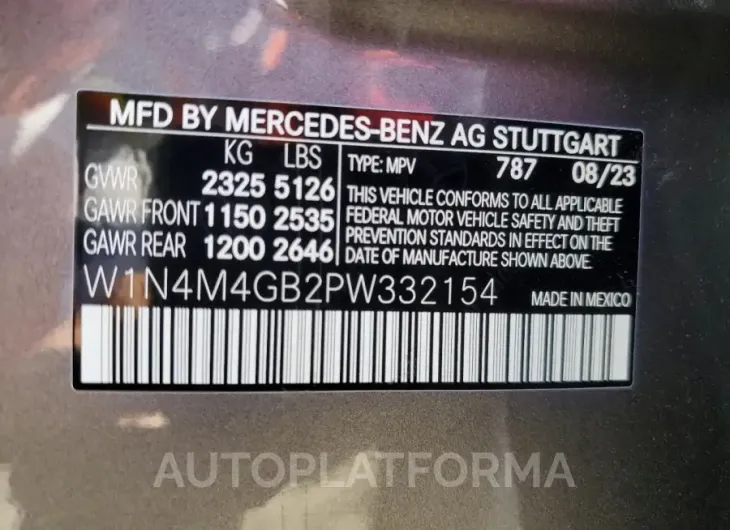 MERCEDES-BENZ GLB 250 2023 vin W1N4M4GB2PW332154 from auto auction Copart