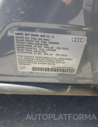 AUDI Q4 E-TRON 2023 vin WA132BFZ8PP048074 from auto auction Copart