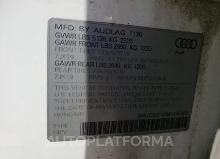 AUDI Q3 PREMIUM 2021 vin WA1DECF34M1055003 from auto auction Copart