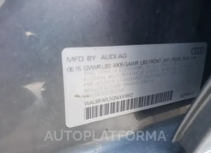 AUDI A4 PREMIUM 2016 vin WAUBFAFL5GN000682 from auto auction Copart