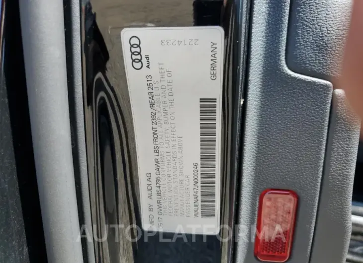 AUDI A4 PREMIUM 2018 vin WAUENAF47JN000246 from auto auction Copart