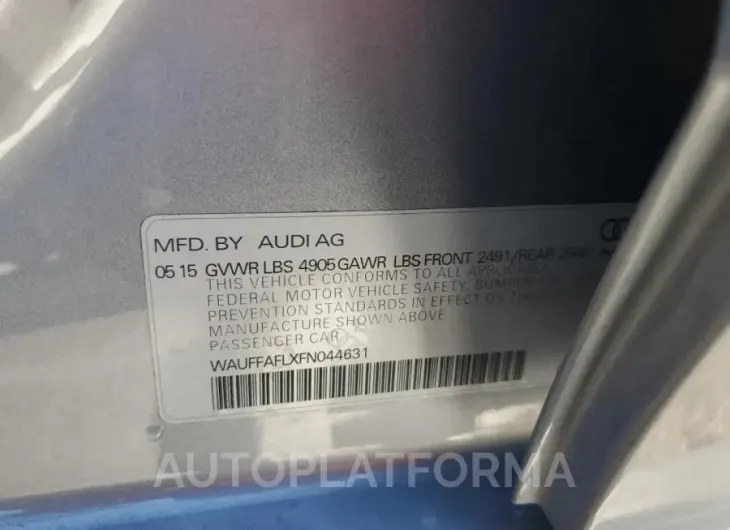 AUDI A4 PREMIUM 2015 vin WAUFFAFLXFN044631 from auto auction Copart