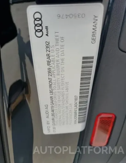 AUDI A4 PREMIUM 2020 vin WAUGMAF41LA041607 from auto auction Copart