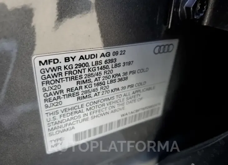 AUDI Q7 PREMIUM 2023 vin WA1ACBF75PD002478 from auto auction Copart