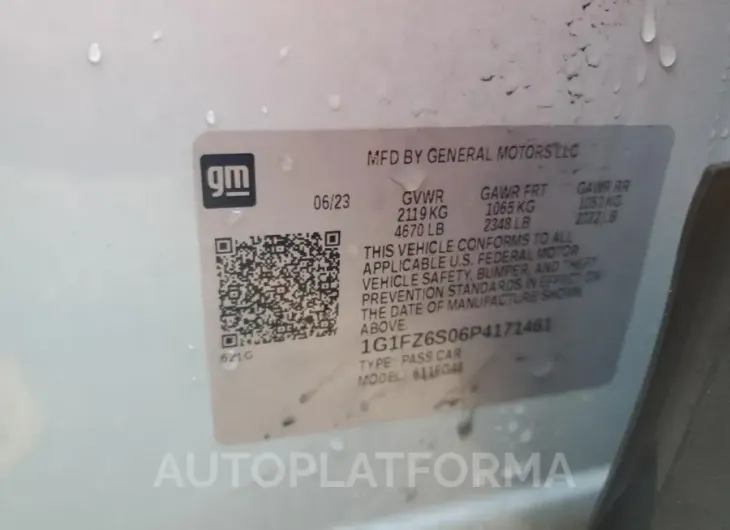 CHEVROLET BOLT EUV P 2023 vin 1G1FZ6S06P4171461 from auto auction Copart