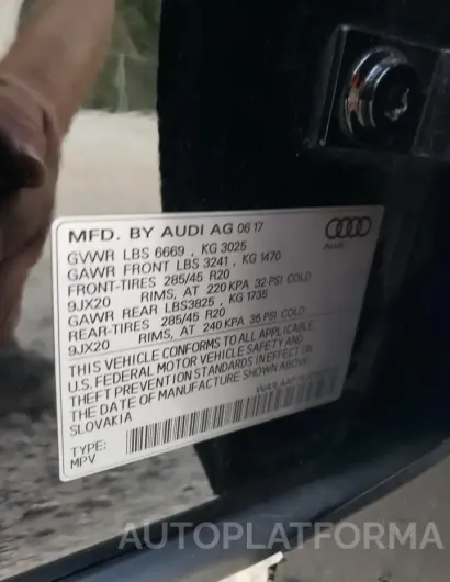 AUDI Q7 PREMIUM 2018 vin WA1LAAF78JD001213 from auto auction Copart