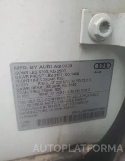 AUDI Q7 PREMIUM 2021 vin WA1LJAF75MD014361 from auto auction Copart