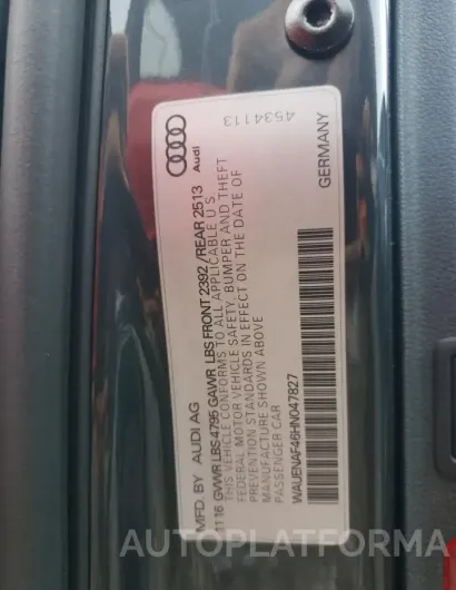 AUDI A4 PREMIUM 2017 vin WAUENAF46HN047827 from auto auction Copart