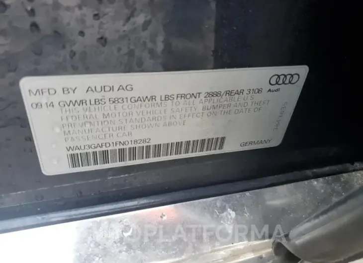 AUDI A8 L QUATT 2015 vin WAU3GAFD1FN018282 from auto auction Copart