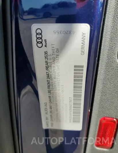 AUDI A4 PREMIUM 2021 vin WAUEAAF40MA017817 from auto auction Copart