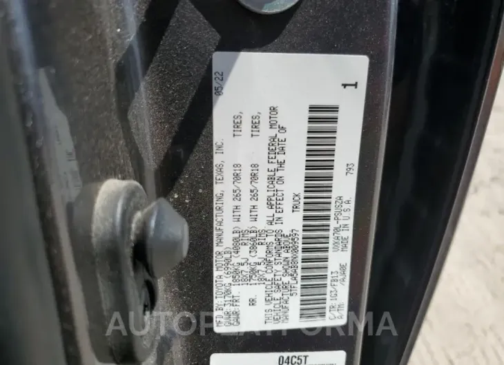 TOYOTA TUNDRA CRE 2022 vin 5TFLA5AB8NX009597 from auto auction Copart