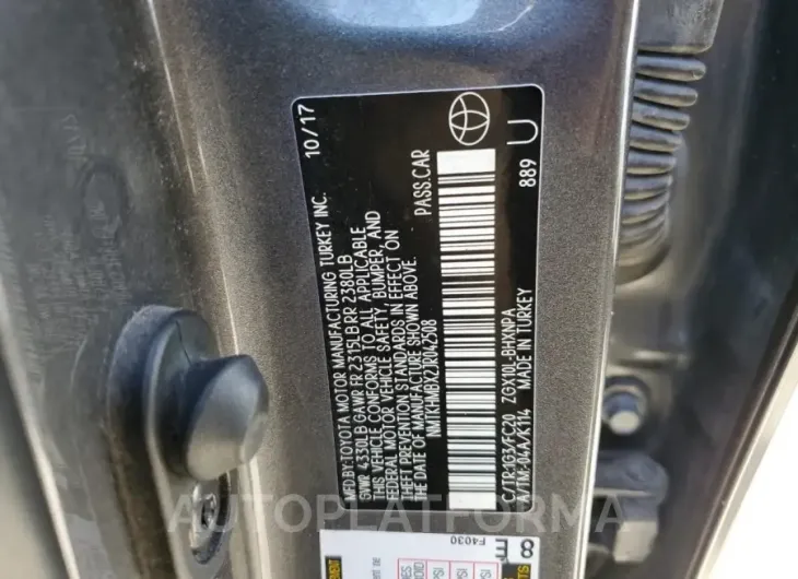 TOYOTA C-HR XLE 2018 vin NMTKHMBX2JR042508 from auto auction Copart