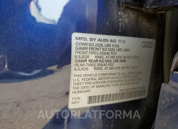 AUDI Q3 PREMIUM 2023 vin WA1EECF38P1051108 from auto auction Copart