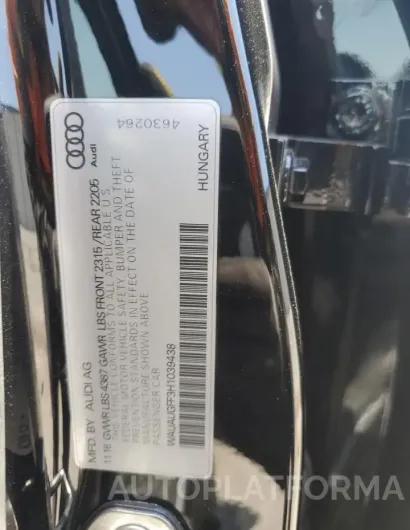 AUDI A3 PREMIUM 2017 vin WAUAUGFF3H1039438 from auto auction Copart