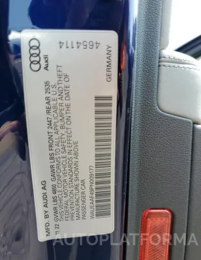 AUDI A4 PREMIUM 2023 vin WAUEAAF49PN009177 from auto auction Copart