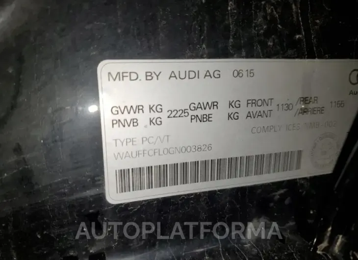 AUDI A4 PROGRES 2016 vin WAUFFCFL0GN003826 from auto auction Copart