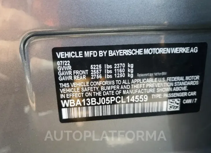 BMW 530 XI 2023 vin WBA13BJ05PCL14559 from auto auction Copart