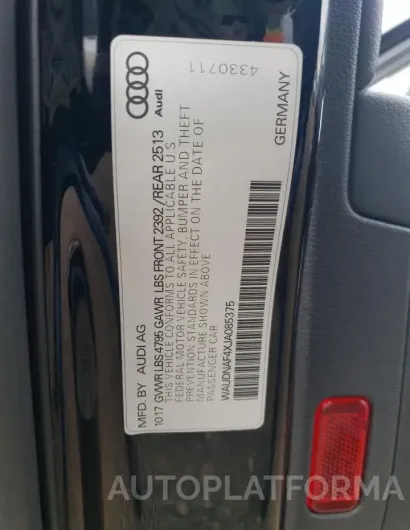 AUDI A4 PREMIUM 2018 vin WAUDNAF4XJA085375 from auto auction Copart