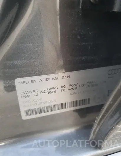 AUDI A4 PREMIUM 2015 vin WAUFFCFL9FN010059 from auto auction Copart