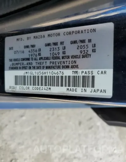 MAZDA 6 sport 2017 vin JM1GL1U56H1104676 from auto auction Copart