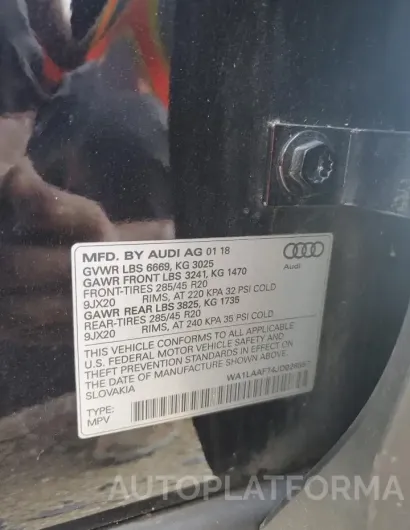 AUDI Q7 PREMIUM 2018 vin WA1LAAF74JD028957 from auto auction Copart