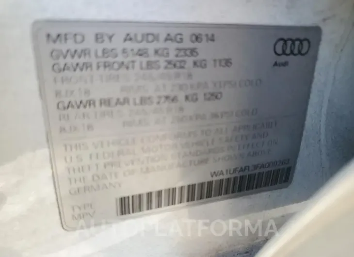 AUDI A4 ALLROAD 2015 vin WA1UFAFL3FA009263 from auto auction Copart