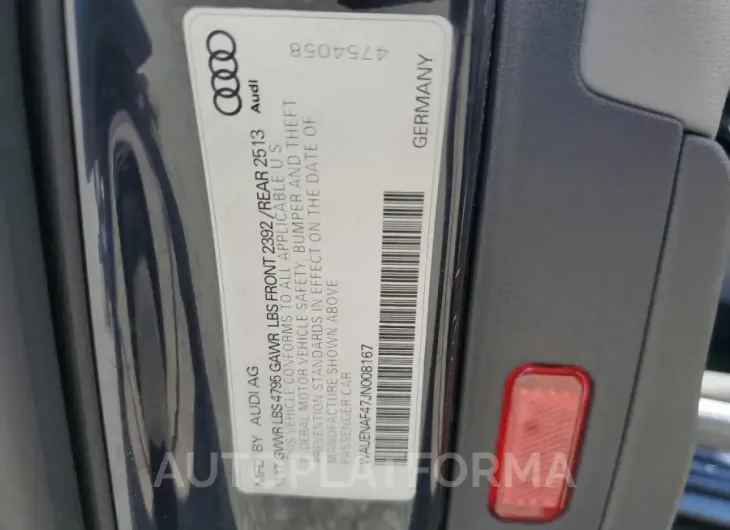 AUDI A4 PREMIUM 2018 vin WAUENAF47JN008167 from auto auction Copart