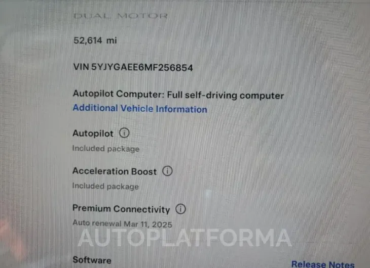 TESLA MODEL Y 2021 vin 5YJYGAEE6MF256854 from auto auction Copart