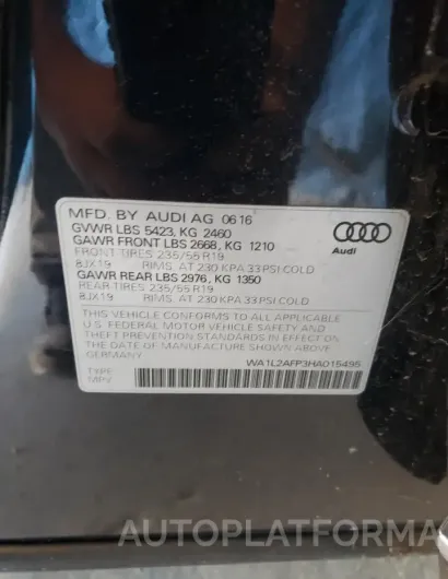 AUDI Q5 PREMIUM 2017 vin WA1L2AFP3HA015495 from auto auction Copart