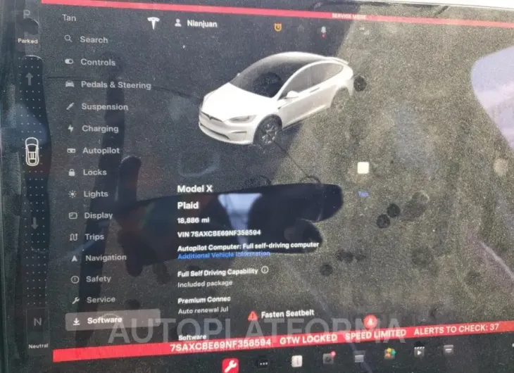 TESLA MODEL X 2022 vin 7SAXCBE69NF358594 from auto auction Copart