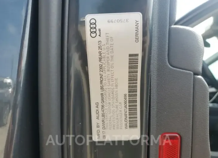 AUDI A4 PREMIUM 2018 vin WAUDNAF47JA060496 from auto auction Copart