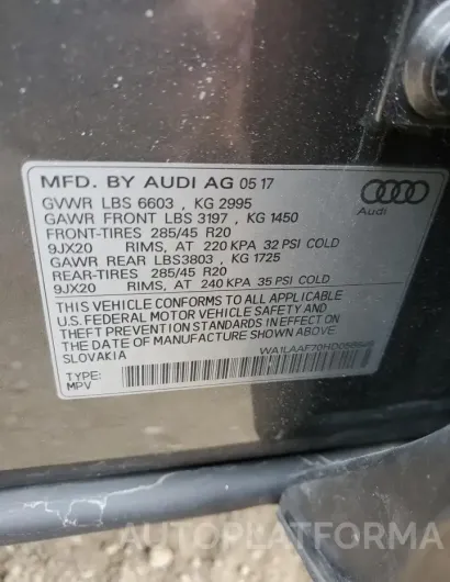 AUDI Q7 PREMIUM 2017 vin WA1LAAF70HD056846 from auto auction Copart