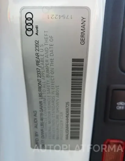 AUDI A4 ULTRA P 2017 vin WAUGMAF44HN069725 from auto auction Copart