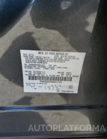 FORD FLEX LIMIT 2016 vin 2FMHK6DTXGBA17431 from auto auction Copart