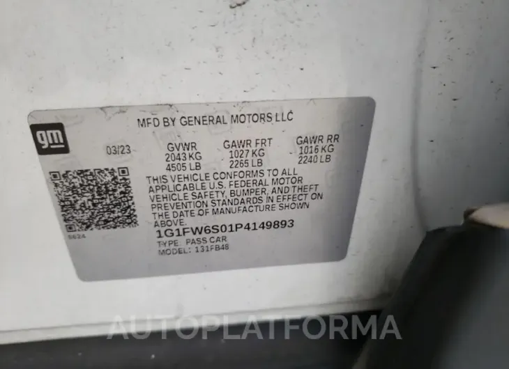 CHEVROLET BOLT EV 1L 2023 vin 1G1FW6S01P4149893 from auto auction Copart