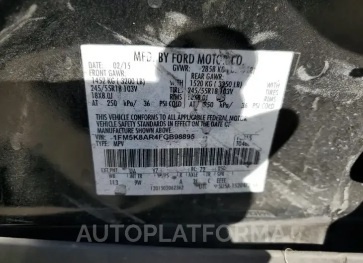 FORD EXPLORER P 2015 vin 1FM5K8AR4FGB98895 from auto auction Copart