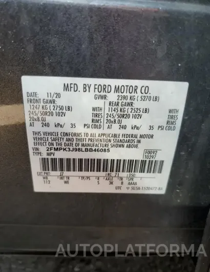 FORD EDGE SEL 2020 vin 2FMPK3J98LBB46085 from auto auction Copart