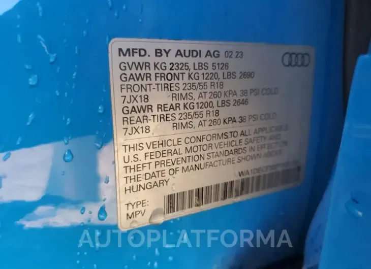 AUDI Q3 PREMIUM 2023 vin WA1DECF30P1106162 from auto auction Copart