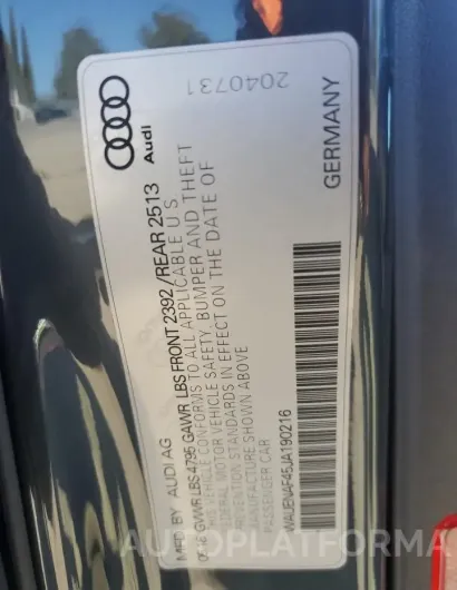 AUDI A4 PREMIUM 2018 vin WAUENAF45JA190216 from auto auction Copart