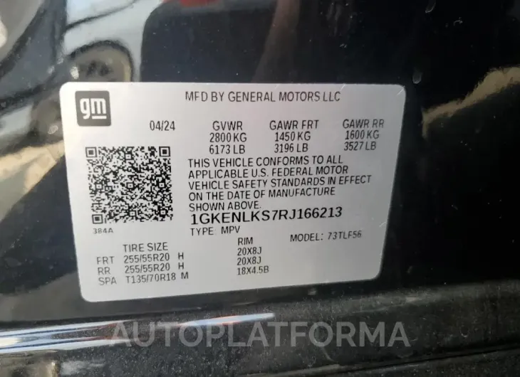 GMC ACADIA DEN 2024 vin 1GKENLKS7RJ166213 from auto auction Copart