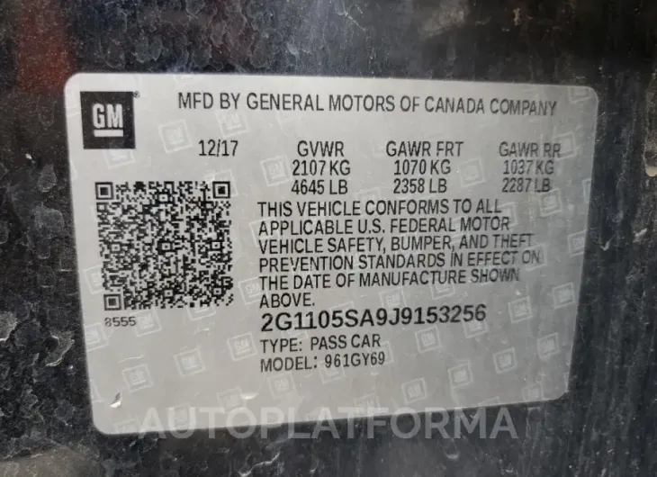 CHEVROLET IMPALA LT 2018 vin 2G1105SA9J9153256 from auto auction Copart