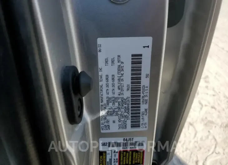 TOYOTA TUNDRA CRE 2022 vin 5TFLA5AB0NX012672 from auto auction Copart