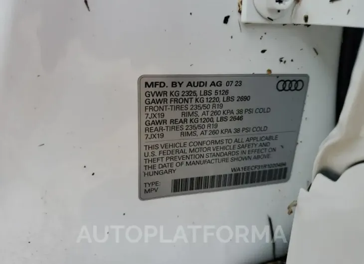 AUDI Q3 PREMIUM 2024 vin WA1EECF31R1020494 from auto auction Copart