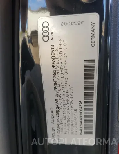 AUDI A4 PREMIUM 2017 vin WAUENAF48HN034576 from auto auction Copart